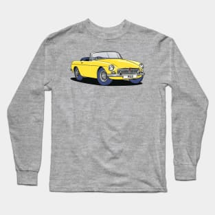 MGB Vintage Car in Gold Yellow Long Sleeve T-Shirt